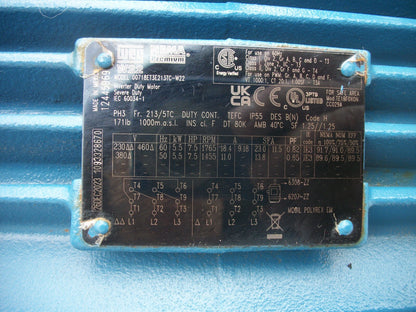 WEG 7.5HP 213/5TC TEFC AC MOTOR 00718ET3E213TC-W22 460VOLT 3PH 1765RPM NOB
