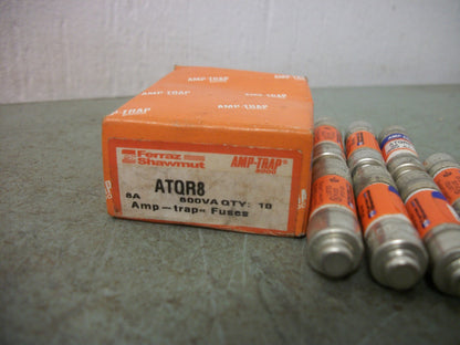 FERRAZ-SHAWMUT BOX OF 7 AMP-TRAP FUSES ATQR8 8AMP 600VOLT NIB
