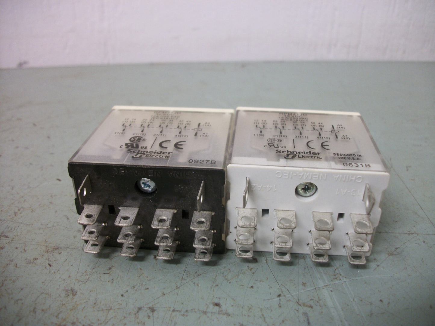 TELEMECANIQUE LOT OF 2 4PDT PLUG IN RELAYS RPM41JD 12VCOIL 15AMP