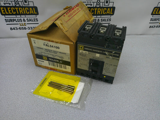 SQUARE D FAL CIRCUIT BREAKER FAL34100 100AMP 480VOLT 3POLE GRAY NIB