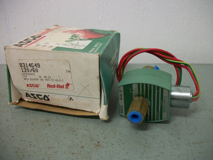 ASCO RED HAT 1/8" NPT SOLENOID VALVE 8314G49 300PSI 10.1WATT 120VCOIL NIB
