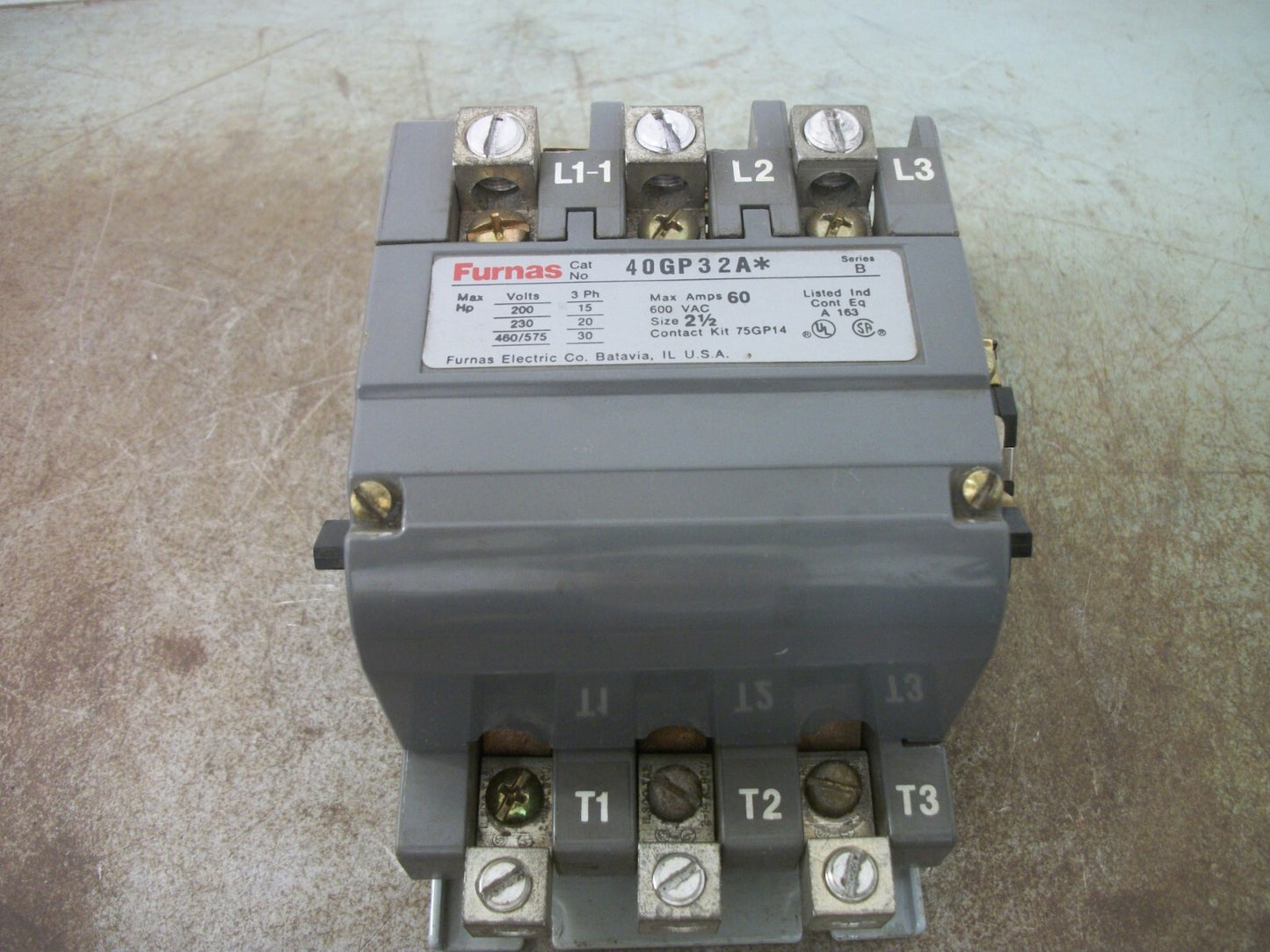 FURNAS SIZE 2-1/2 CONTACTOR 40GP32A* 60AMP 110-120/220-240VCOIL 3PH 600V 30HP