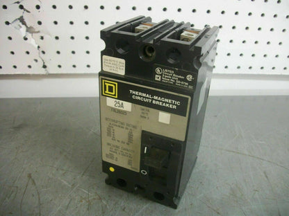 SQUARE D FAL CIRCUIT BREAKER FAL26025 25AMP 600VOLT 2POLE GRAY NOB