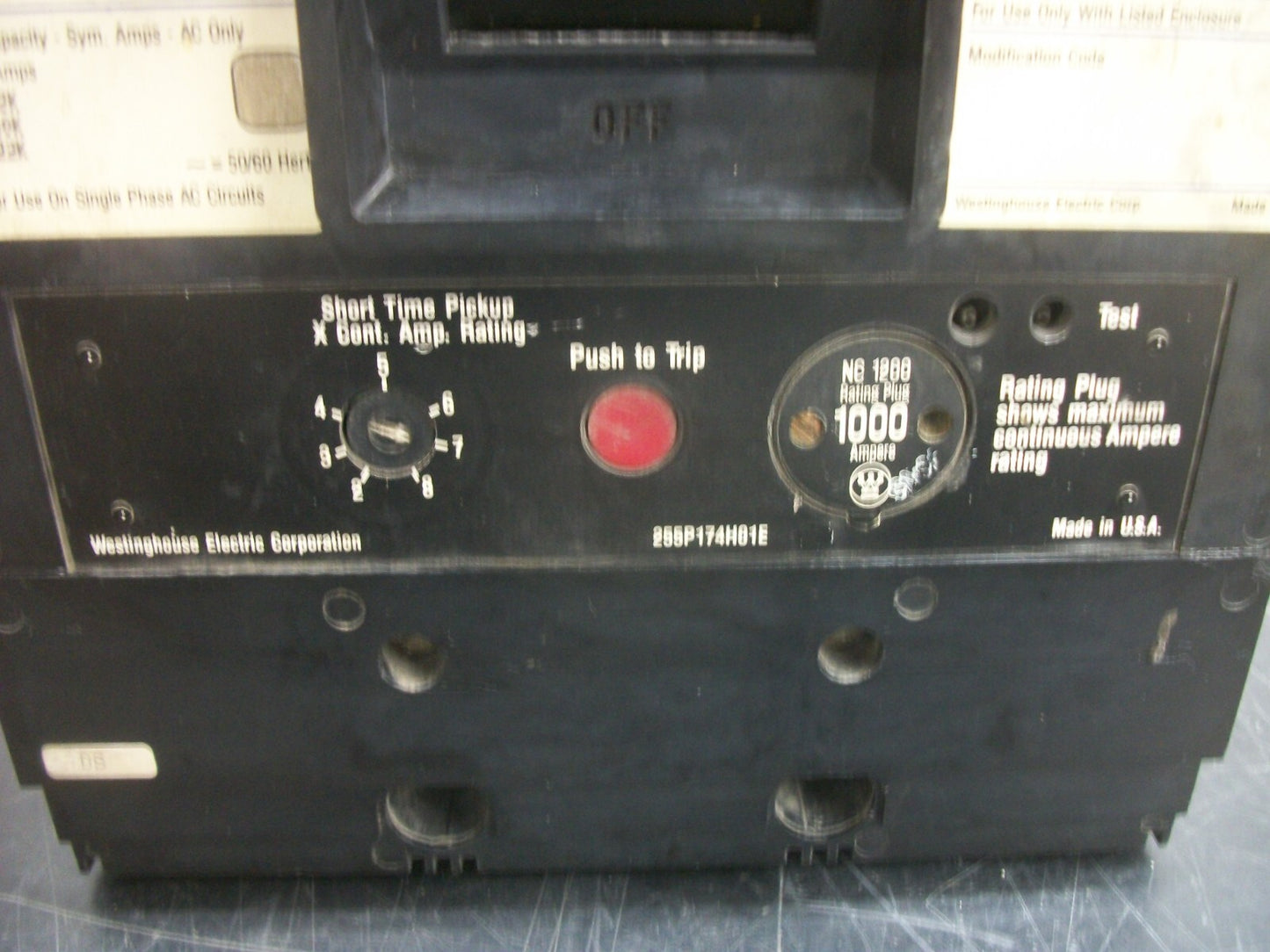 WESTINGHOUSE SELTRONIC NC CIRCUIT BREAKER NC31200F 1200AMP 600VOLT 3POLE W/1000A