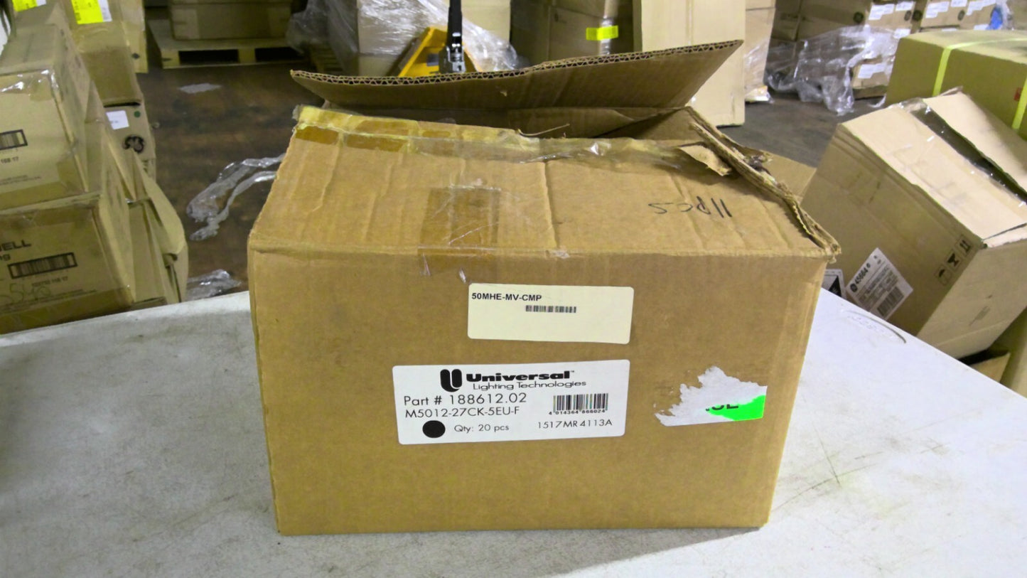 UNIVERSAL LTNG 188612.02 BOX OF 10 ELECTRONIC MH BALLASTS M5012-27CK-5EU-F NIB