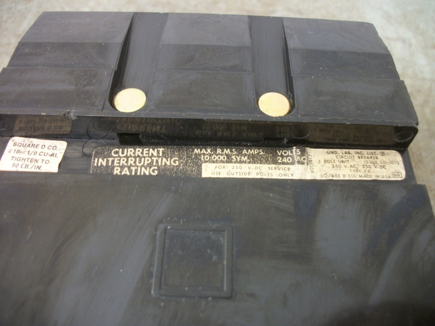 SQUARE D I-LINE FA CIRCUIT BREAKER FA32100 100AMP 240VOLT 3POLE BLACK