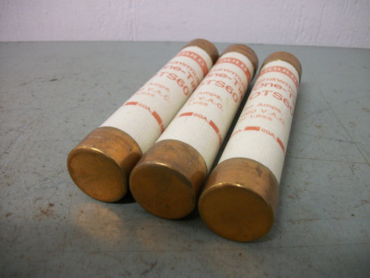 GOULD SHAWMUT LOT OF 3 ONE-TIME FUSES OTS60 60AMP 600VOLT