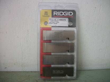 RIDGID LOT OF 4 HIGH SPEED 3/8"-16 UNIVERSAL BOLT DIES RIGHT HAND 48225 NEW