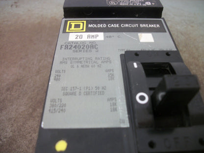 SQUARE D I-LINE FA CIRCUIT BREAKER FA24020AC 20AMP 480VOLT 2POLE GRAY