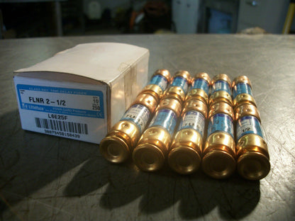 LITTELFUSE BOX OF 10 POWR-GARD FUSES FLNR2-1/2 2-1/2AMP 250VOLT NIB