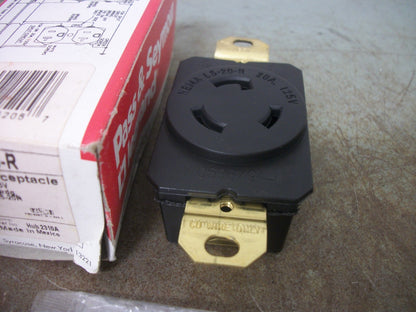 PASS & SEYMOUR TURNLOK RECEPTACLE L520-R 20AMP 125VOLT 2P 3W GRND NIB