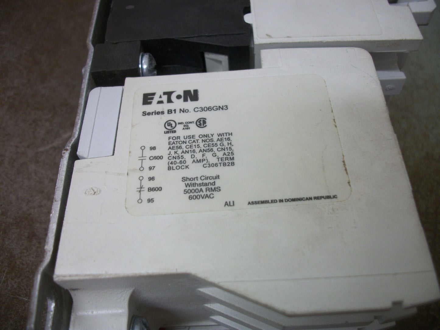 CUTLER-HAMMER SIZE 1 MOTOR STARTER AN16DN0 27AMP 120VCOIL 3PH 600V 10HP