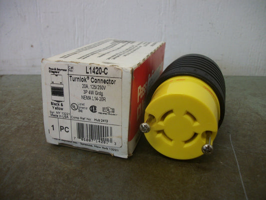 PASS & SEYMOUR TURNLOK CONNECTOR L1420-C 20AMP 125/250VOLT 3P 4W+G NIB