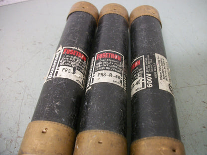 BUSSMANN LOT OF 3 FUSETRON FUSES FRS-R-40 40AMP 600VOLT