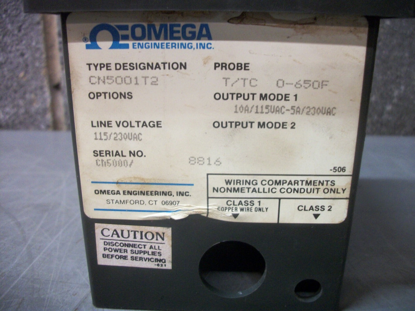 OMEGA TEMPERATURE CONTROLLER CN5001T2 0-650F 115/230VAC