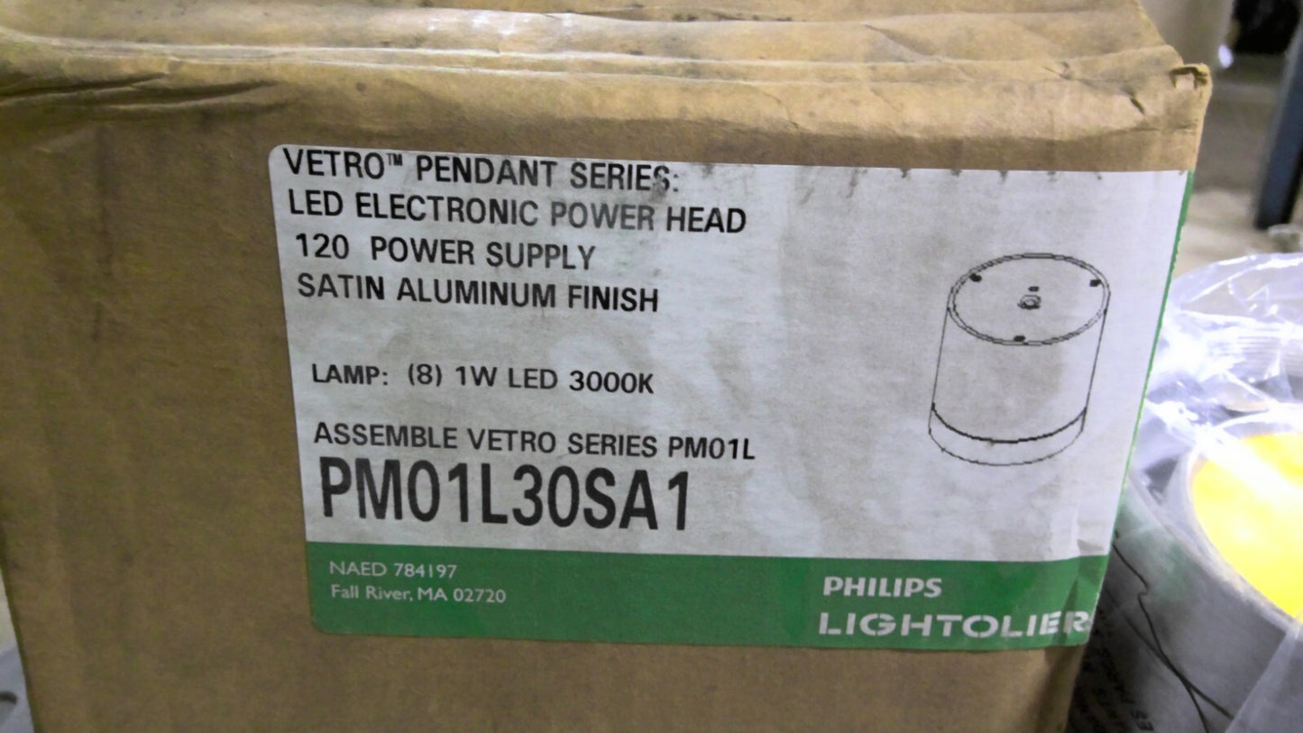PHILIPS LIGHTOLIER VETRO PENDANT SATIN ALU LED ELECTRONIC POWER HEAD PM01L30SA1