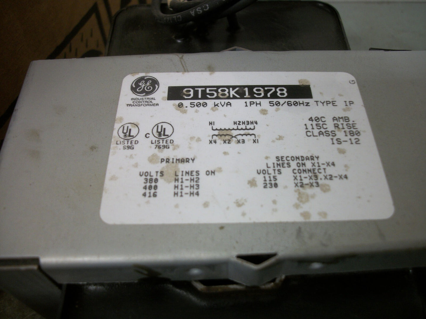 GE .500KVA 1PH CORE & COIL TRANSFORMER 9T58K1978 HV 380X416 LV 115/230 NIB