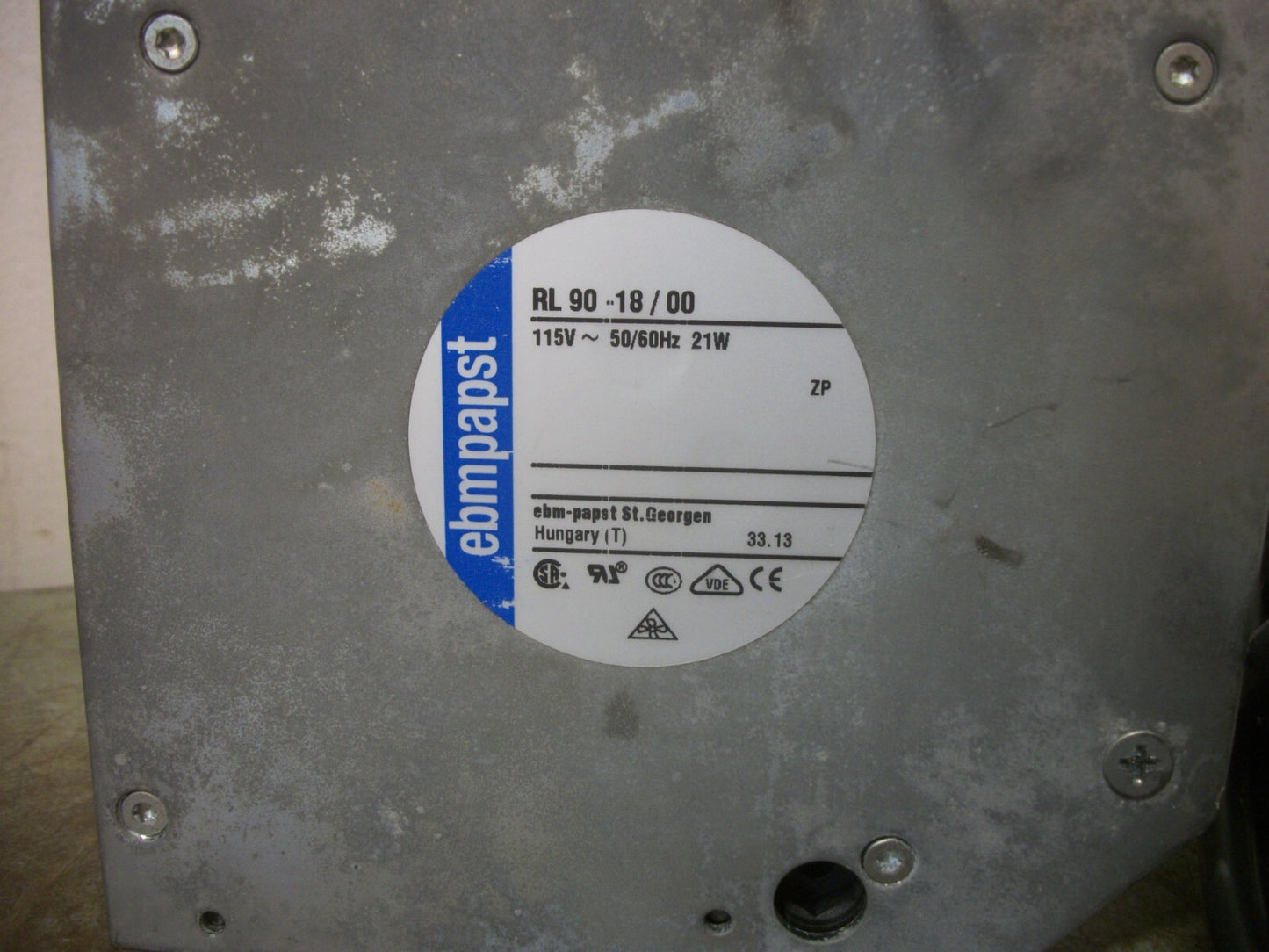 EBM-PAPST CENTRIFUGAL BLOWER COOLING FAN RL90-18/00 115VOLT 21W