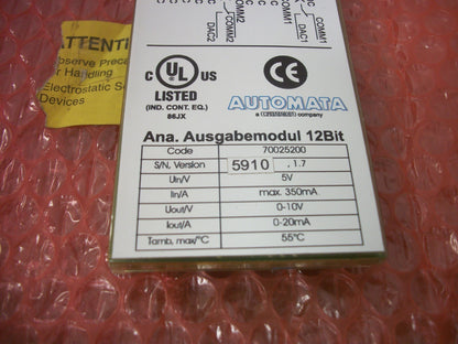 CANON AUTOMATA 12BIT ANALOG OUTPUT MODULE DAC12CONT V01 70025200