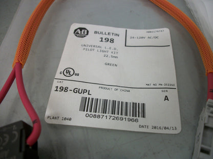 ALLEN-BRADLEY UNIVERSAL LED 22.5mm GREEN PILOT LIGHT KIT 198-GUPL 24-120VOLT NEW