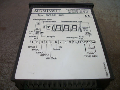 MONTWILL DIGITAL PANEL METER DV3.001.110C