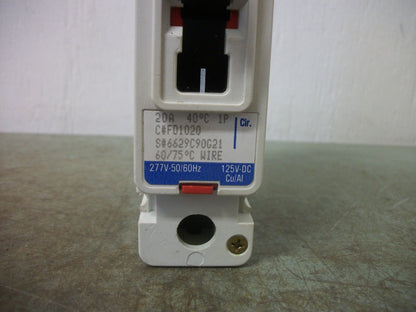 CUTLER-HAMMER FD CIRCUIT BREAKER FD1020 20AMP 277VOLT 1POLE BLUE