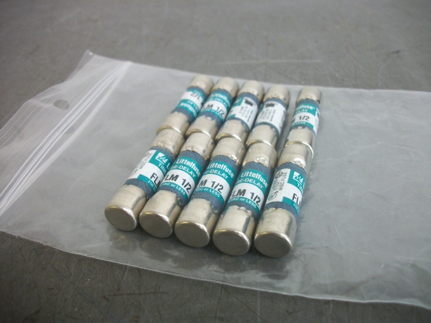 LITTELFUSE LOT OF 10 TIME DELAY FUSES FLM1/2 1/2AMP 250VOLT NOB
