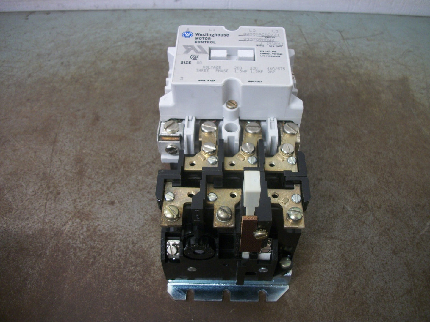 WESTINGHOUSE SIZE 00 MOTOR STARTER A200MACADXZ1 120VCOIL 3PH 600V 2HP 4POLE NOB