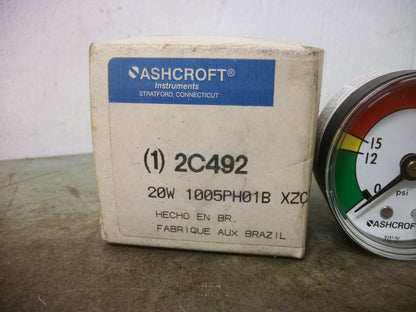 ASHCROFT 2C492 PNEUMATIC PRESSURE GAUGE 20W1005PH01B 0-60PSI NIB
