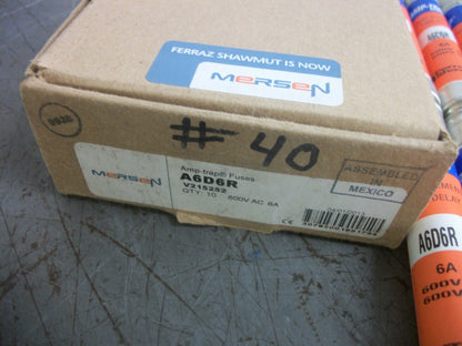 FERRAZ-SHAWMUT BOX OF 8 AMP-TRAP FUSES A6D6R 6AMP 600VOLT NIB