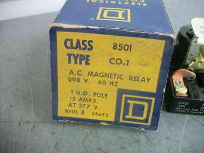 SQUARE D AC MAGNETIC RELAY 8501CO1 15AMP 277VOLT 208VCOIL NIB
