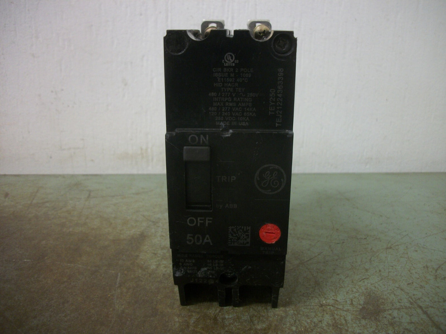 GE TEY CIRCUIT BREAKER TEY250 50AMP 480VOLT 2POLE