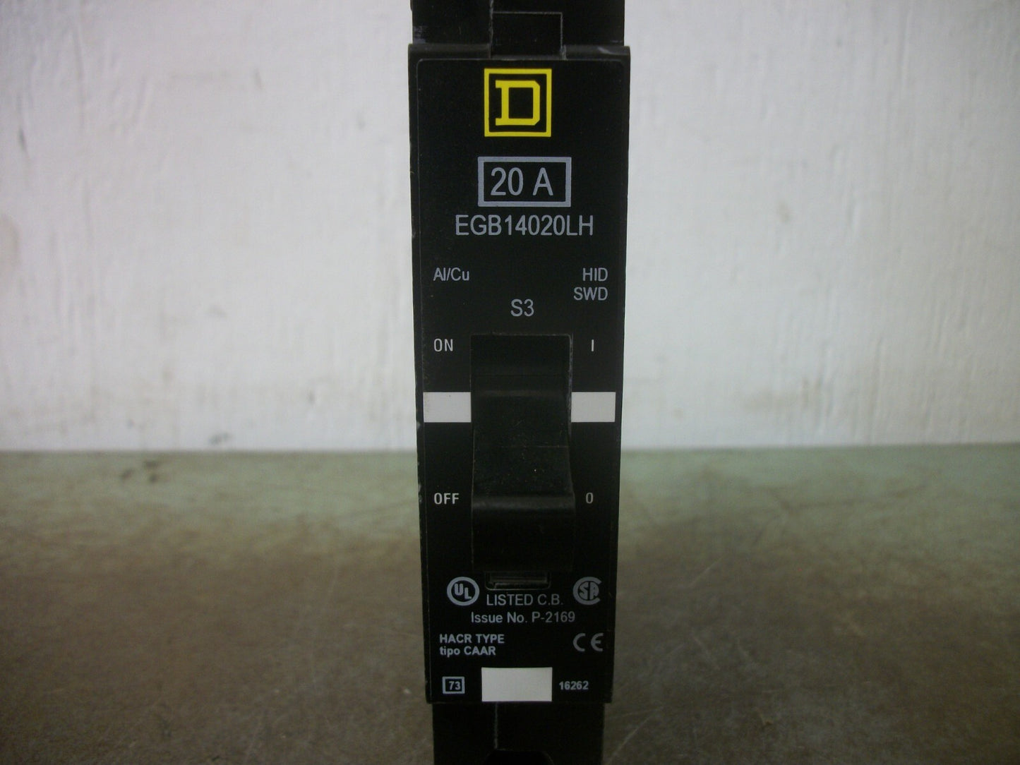 SQUARE D EGB CIRCUIT BREAKER EGB14020LH 20AMP 277VOLT 1POLE NOB