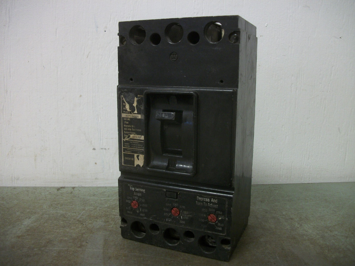 WESTINGHOUSE MCP CIRCUIT BREAKER MCP534000 400AMP 600VOLT 3POLE