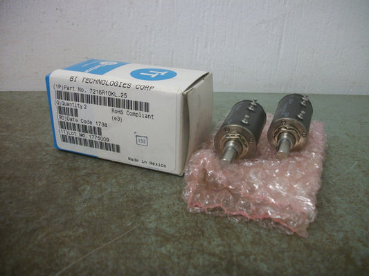 BECKMAN INDUSTRIAL BOX OF 2 HELIPOT POTENTIOMETERS 7216R10KL.25 NIB