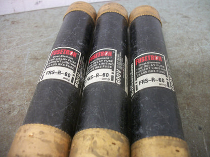 BUSSMANN LOT OF 3 FUSETRON FUSES FRS-R-60 60AMP 600VOLT
