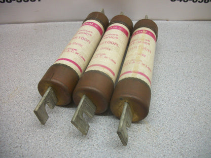 GOULD SHAWMUT LOT OF 3 TRI-ONIC FUSES TRS100R 100AMP 600VOLT