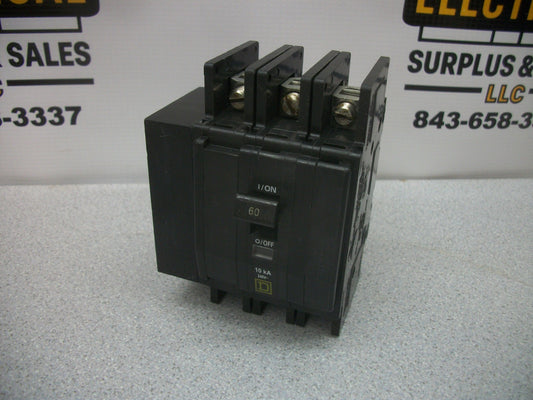 SQUARE D QOU CIRCUIT BREAKER QOU3601021 60AMP 240VOLT 3POLE W/SHUNT