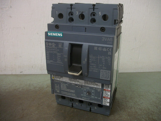 SIEMENS 3VA5 CIRCUIT BREAKER 3VA5210-7EC31-0AA0 100AMP 600VOLT 3POLE NOB