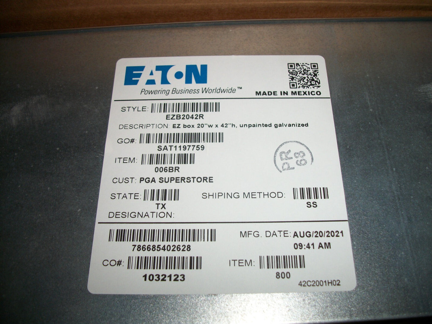 CUTLER-HAMMER PRL1A PANELBOARD 42H X 20W ENCLOSURE ONLY EZB2042R NIB