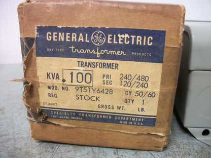 GE .100KVA 1PH TRANSFORMER 9T51Y6428 HV 240X480 LV 120/240 NIB