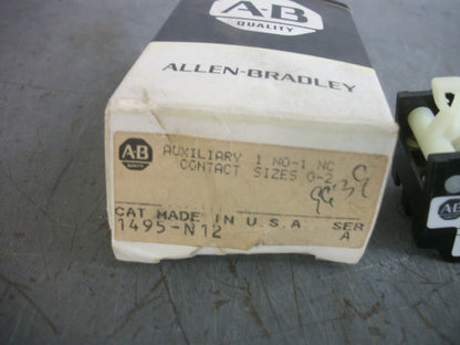 ALLEN-BRADLEY 1N.O. 1N.C. AUXILIARY CONTACT FOR SIZES 0-2 1495-N12 NIB