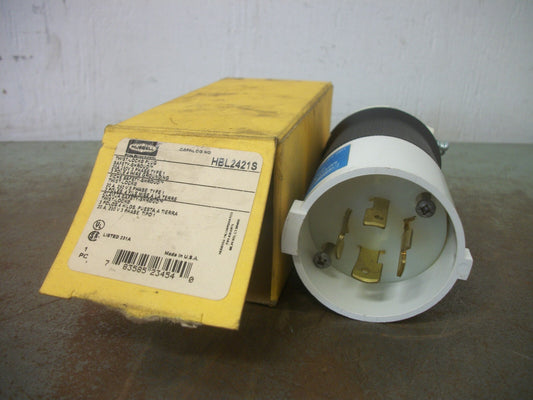 HUBBELL SAFETY SHROUD TWIST-LOCK PLUG HBL2421S 20AMP 250VOLT 3P 4W GRND NIB