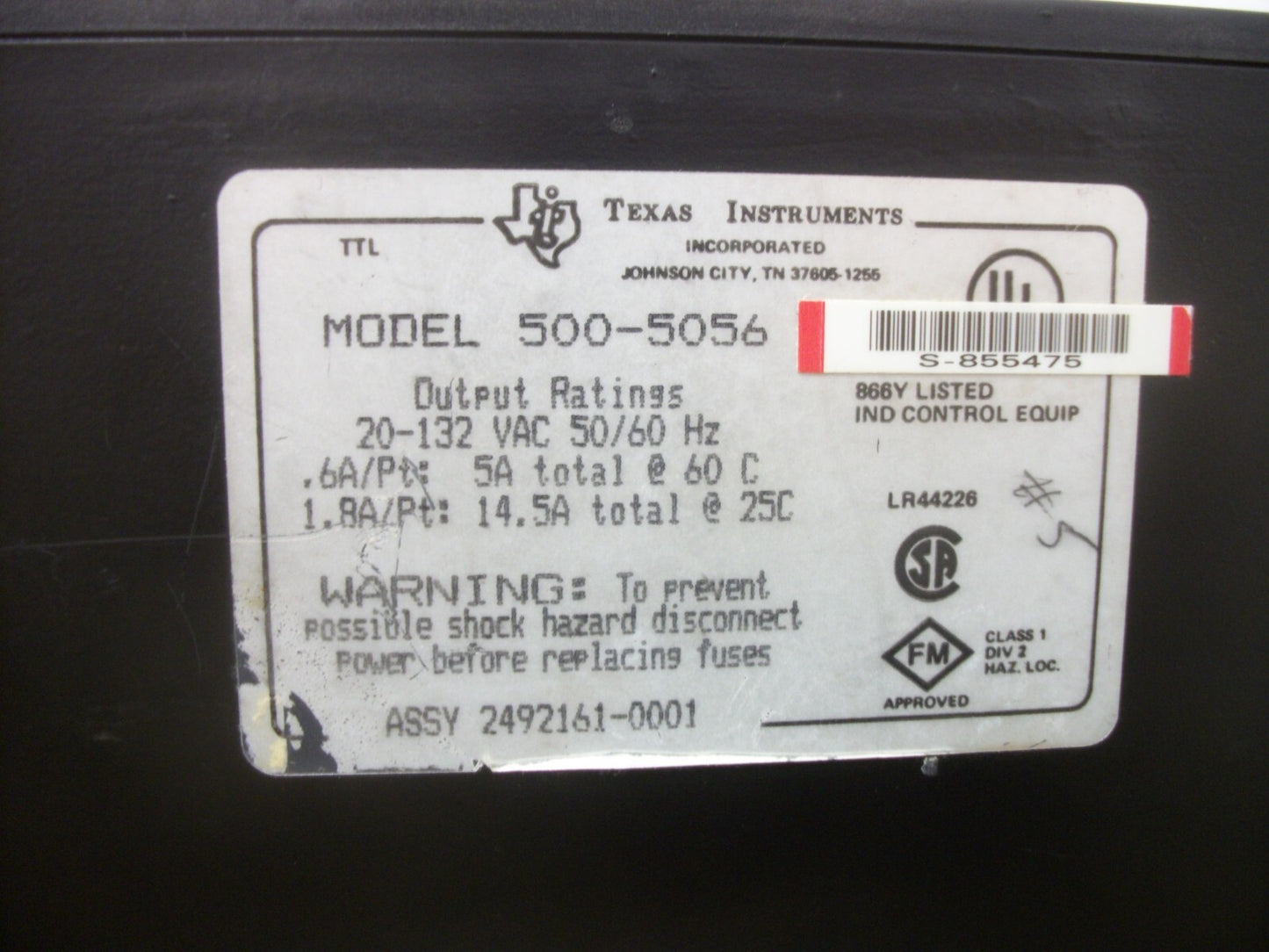 TEXAS INSTRUMENTS PLC 32-PT 24/110VAC OUTPUT MODULE 500-5056