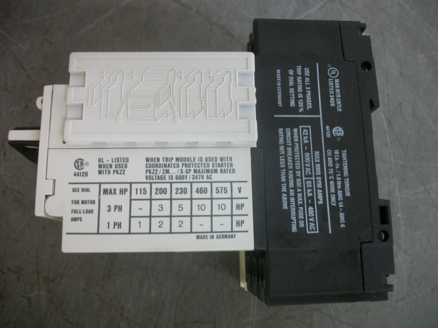 KLOCKNER-MOELLER PKZ2 MOTOR PROTECTOR CIRCUIT BREAKER ZM-16-PKZ2 10-16AMP