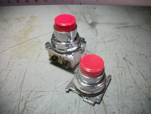 LOT OF 2 CUTLER-HAMMER RED PUSHBUTTONS 10250T112