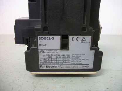 FUJI CONTACTOR SC-E02/G 20AMP 24VCOIL 3PH 600V 5HP