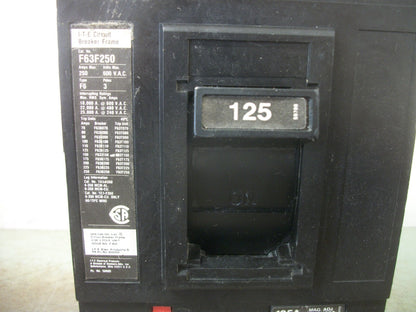 SIEMENS F6 CIRCUIT BREAKER F63F250 250AMP 600VOLT 3POLE W/125A TRIP