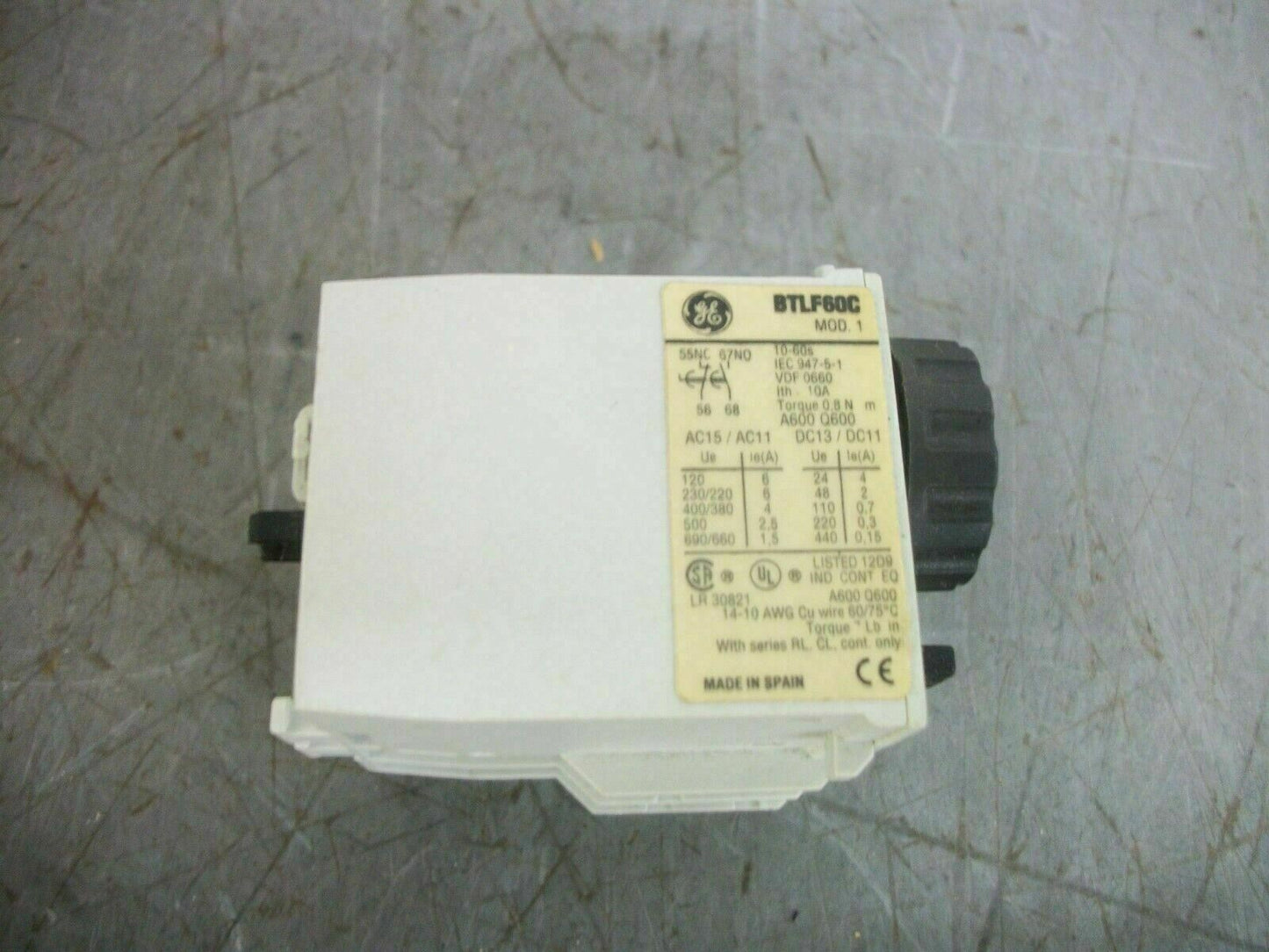 GE PNEUMATIC TIMER BTLF60C 1-60SEC