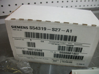 SIEMENS FDBZ-RTL REMOTE TEST SWITCH S54319-S27-A1 NIB